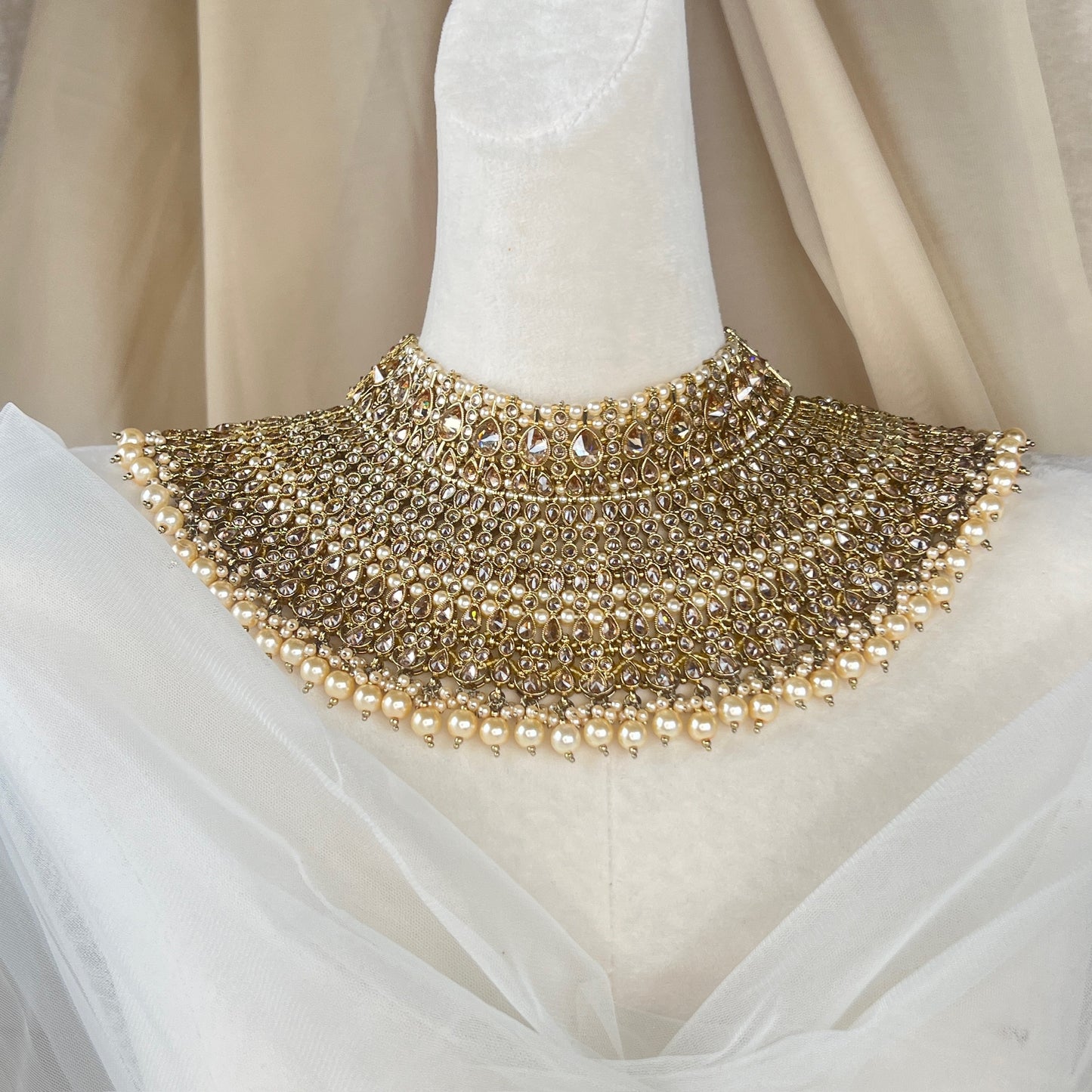 Large Semi Bridal Choker Bib Set
