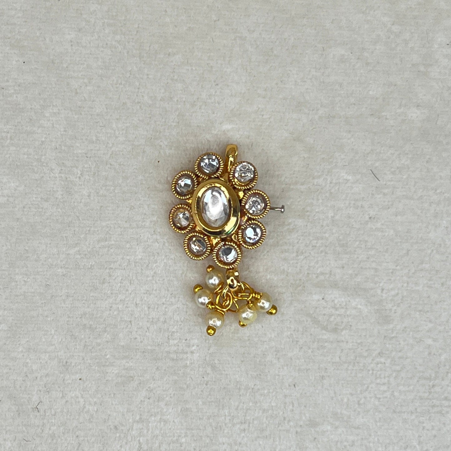 Kundan Clip On Nose Pin