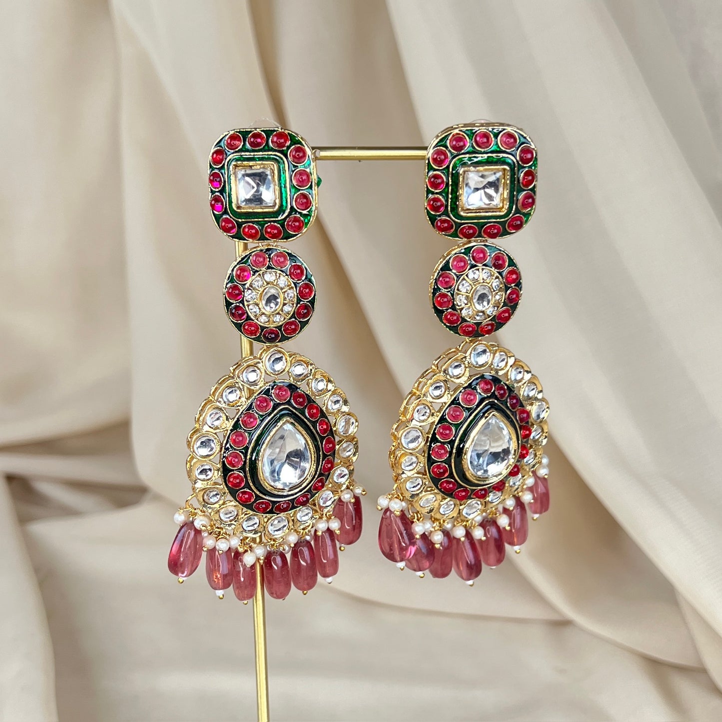 Long Kundan Statement Earrings