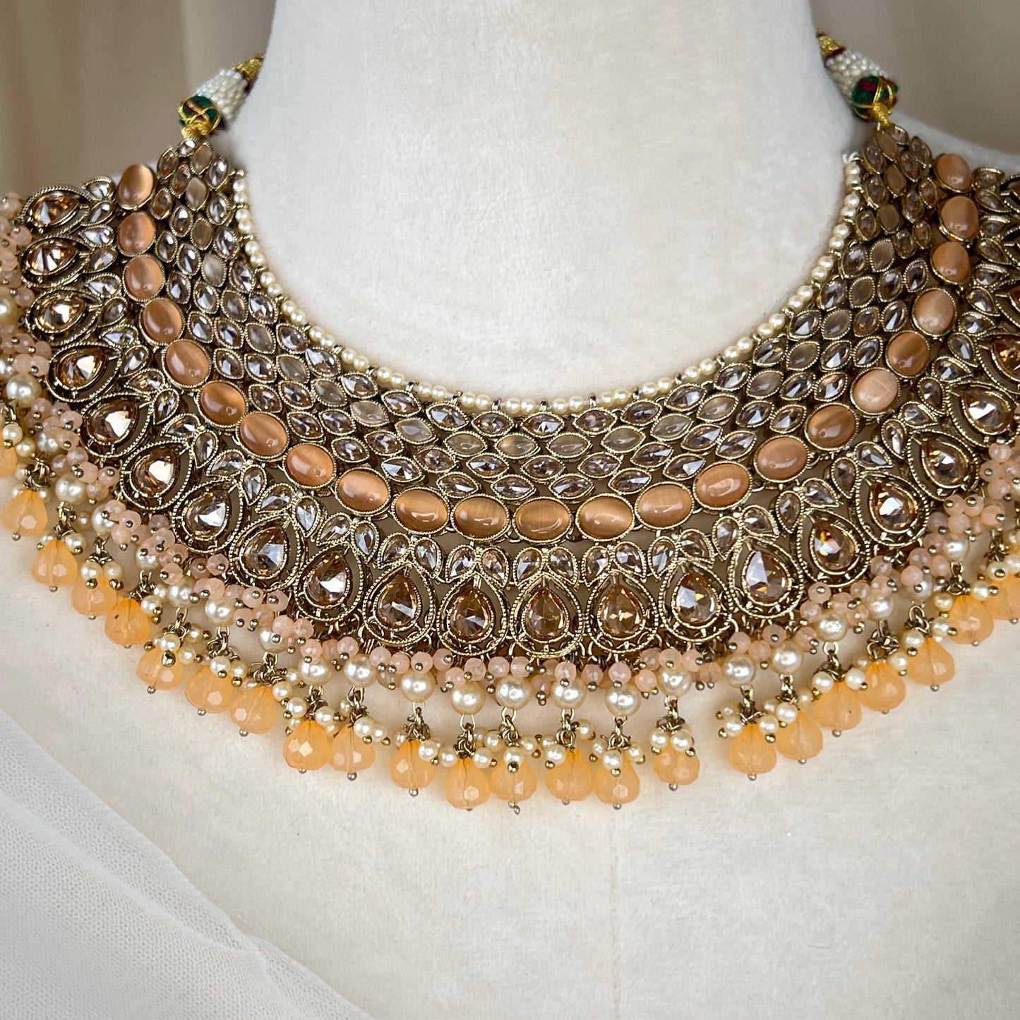 Large Bib Style Semi Bridal Set w/Jhoomar