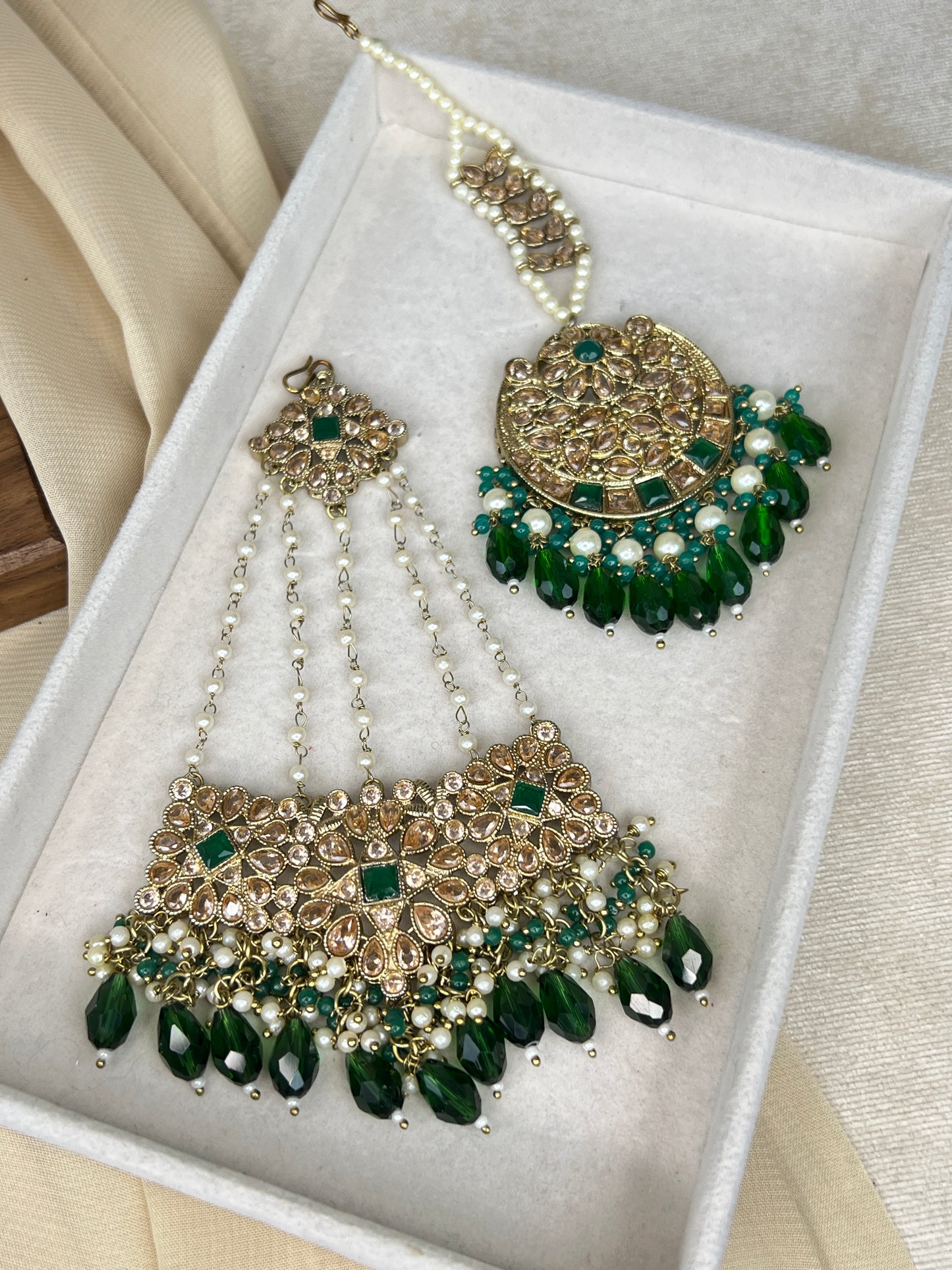 Pakistani Semi Bridal Choker Set w/Jhommar
