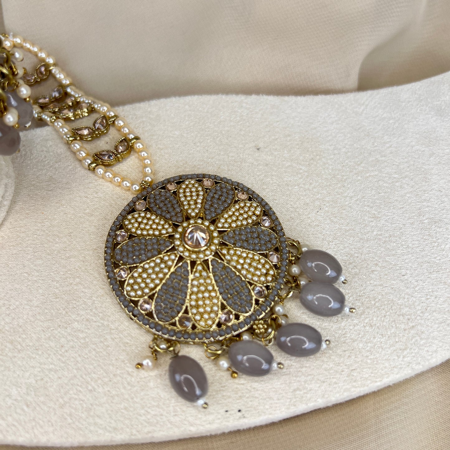 Nauratan Jhumka Oversized Earring and Tikka Set