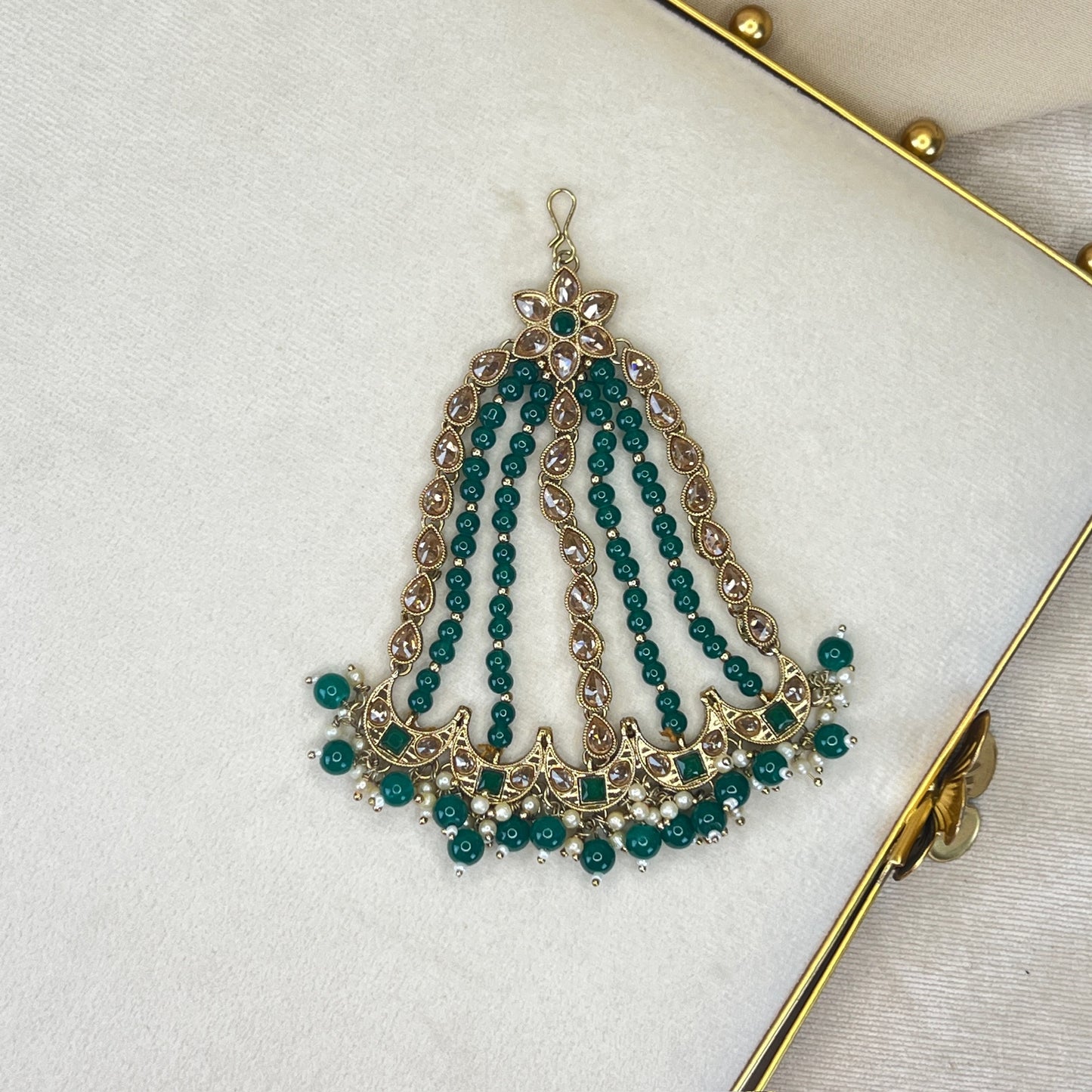 Polki Side Tikka Headpiece | Jhoomar | Japta | Passa
