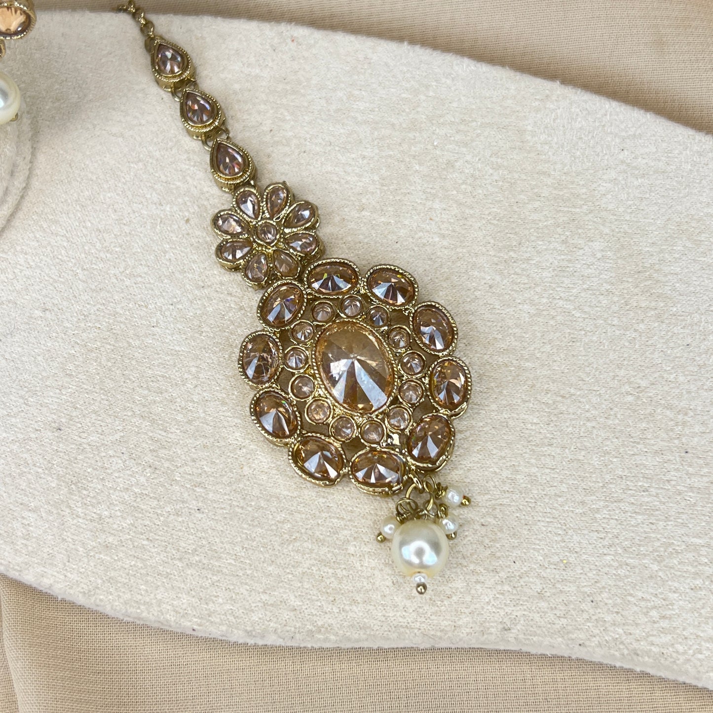 Gold Earring and Tikka Set