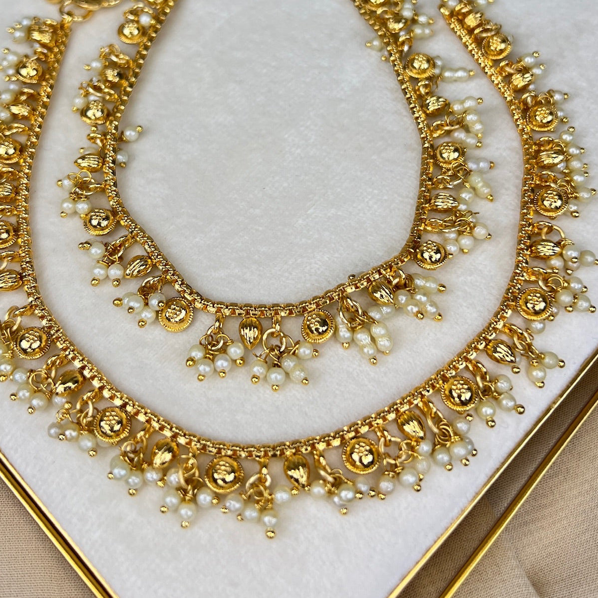 Dainty Gold Pearl Payal | Anklet
