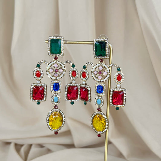 Multicolor Kundan Earrings