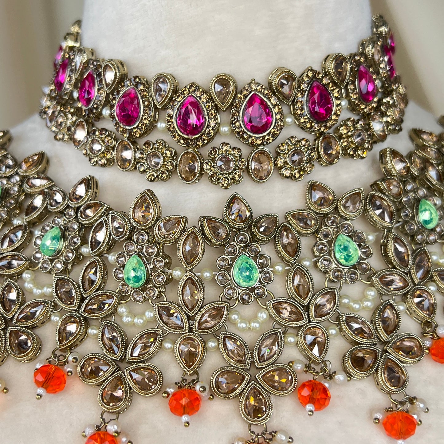 Double Choker Semi Bridal Set