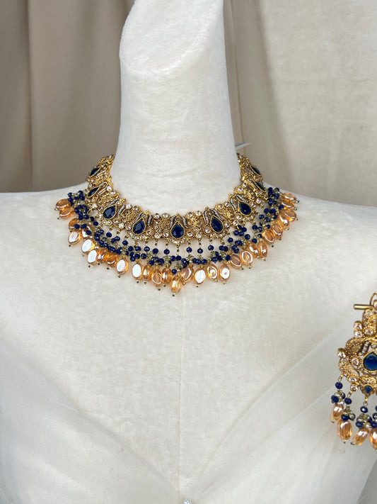 Navy Pakistani Style Necklace Set