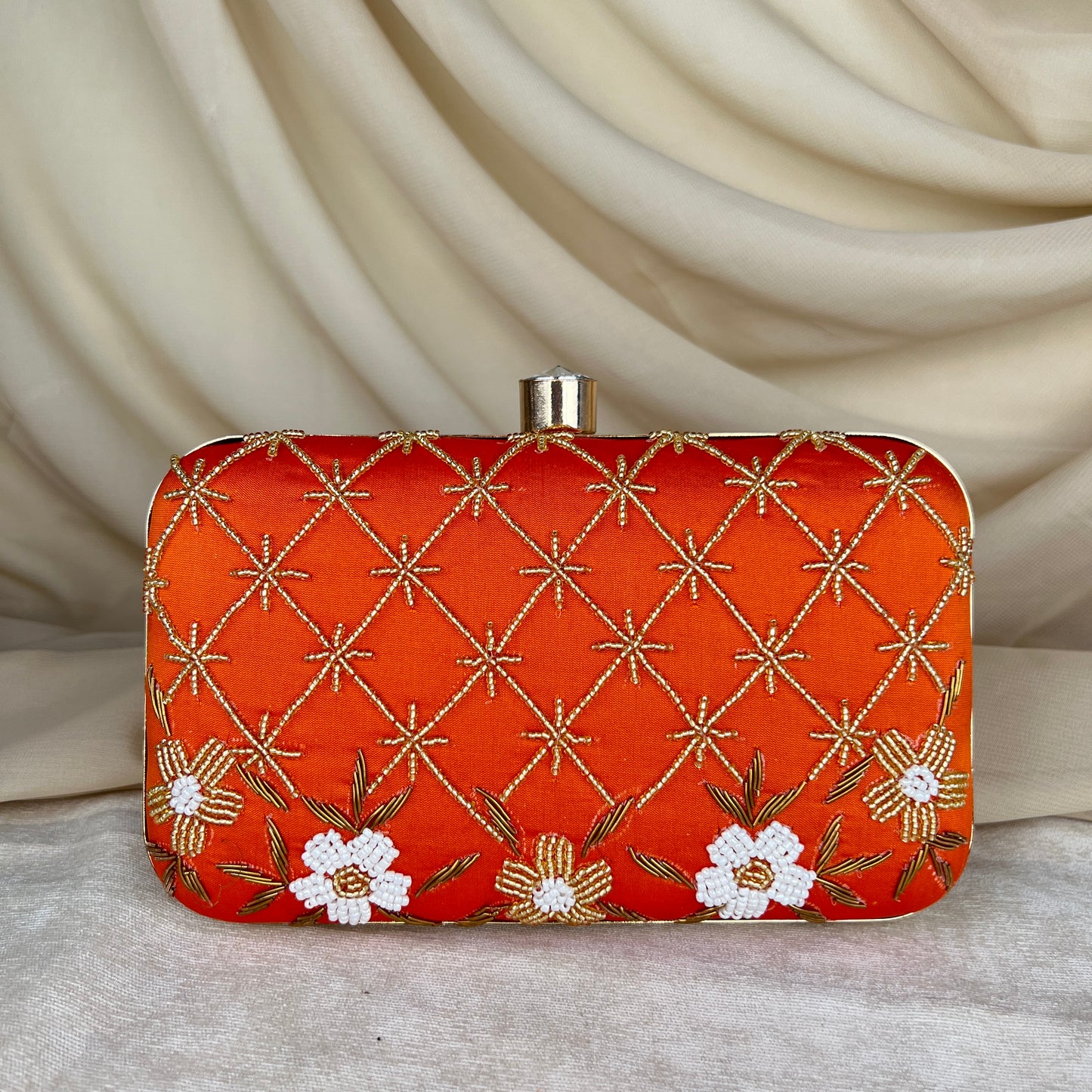 Gold Bead Embroidered Clutch