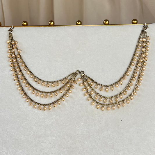 Layered Pearl Attachable Ear Chains | Sahare | Earring Support