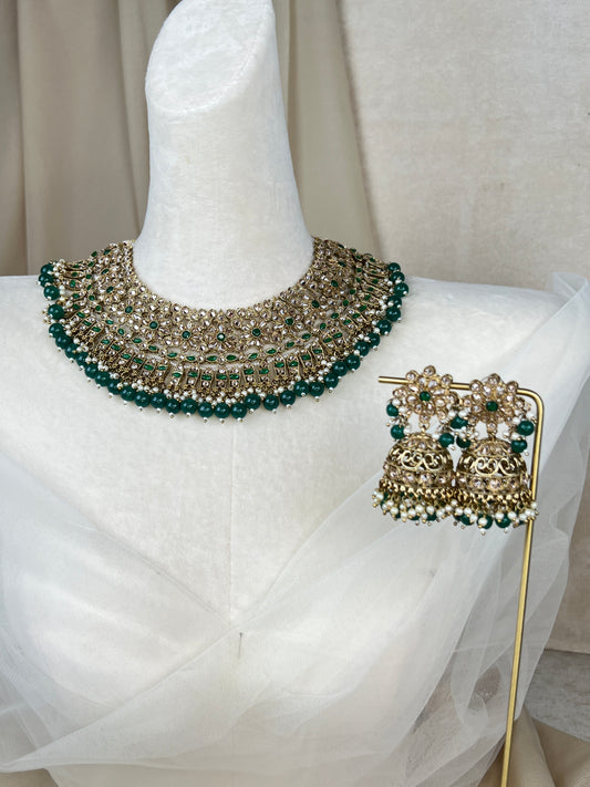 Pakistani Style Polki Bib Necklace Set