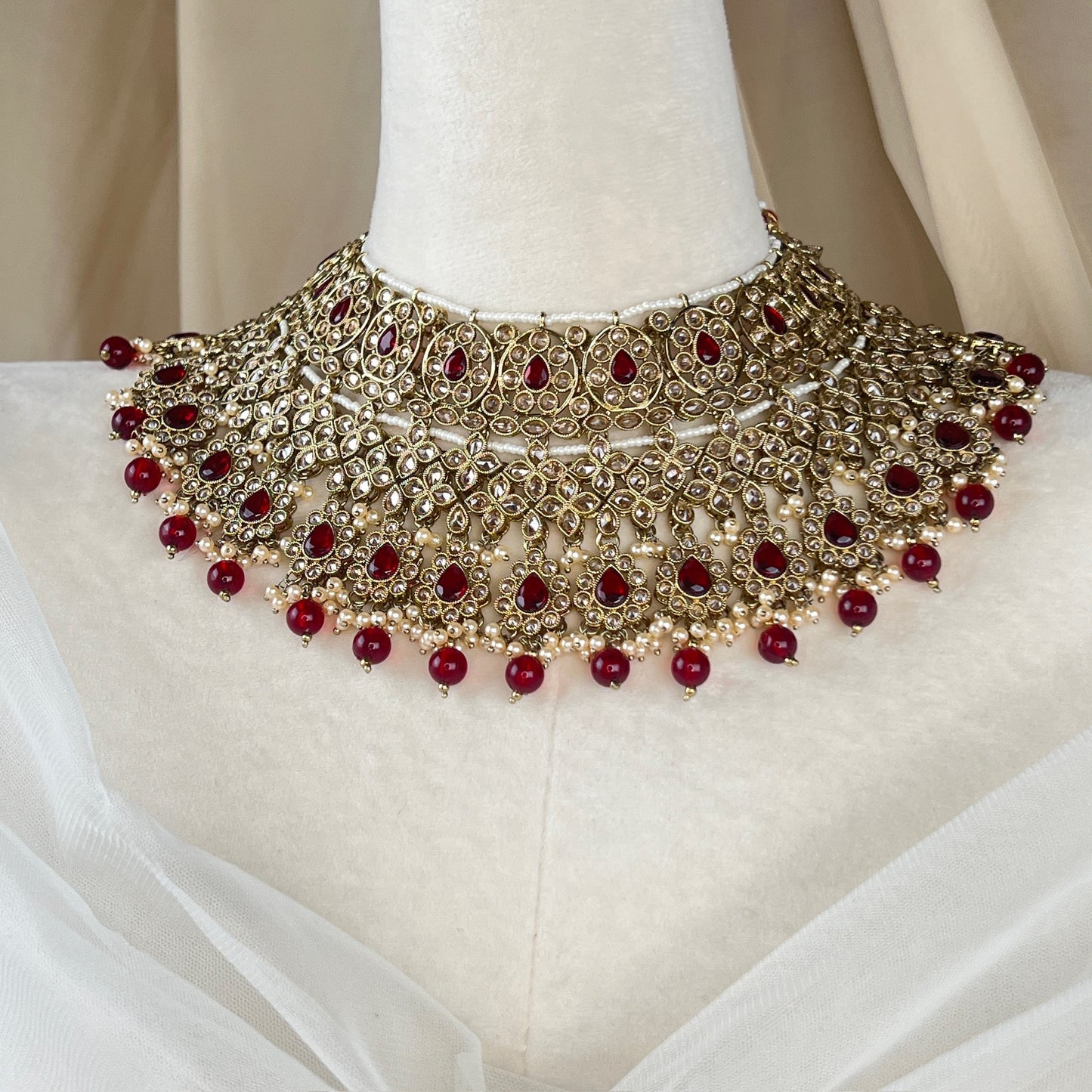 Large Semi Bridal Choker Bib Set