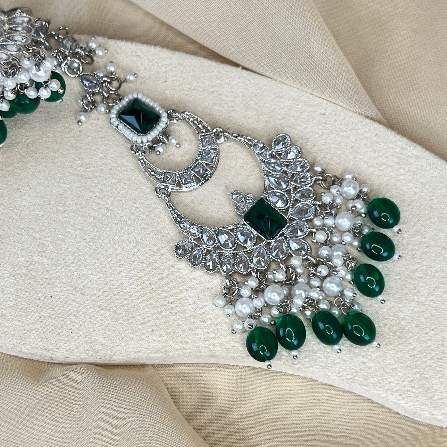 Large Silver Earring and Tikka Set