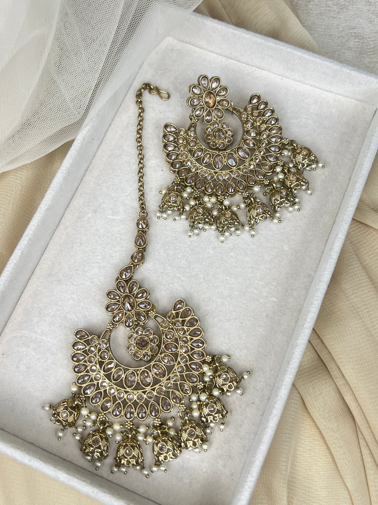 Large Semi Bridal Bib Jhumka Necklace Set