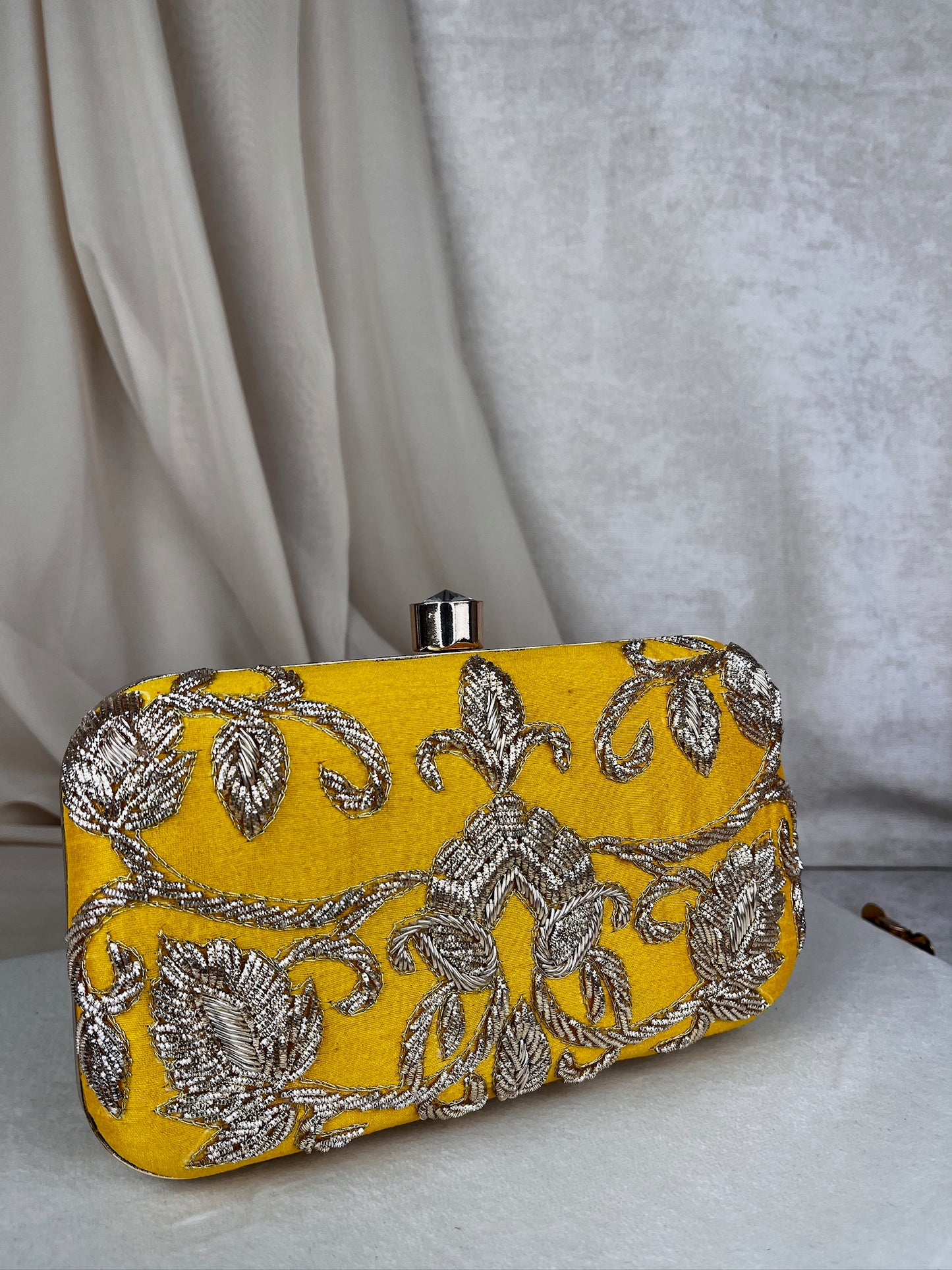 Gold Bead Embroidered Clutch