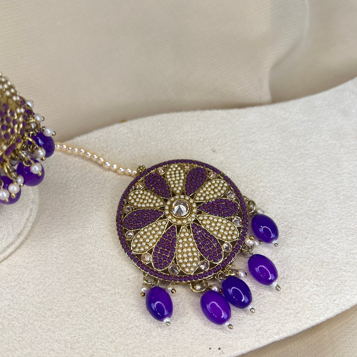 Nauratan Jhumka Oversized Earring and Tikka Set