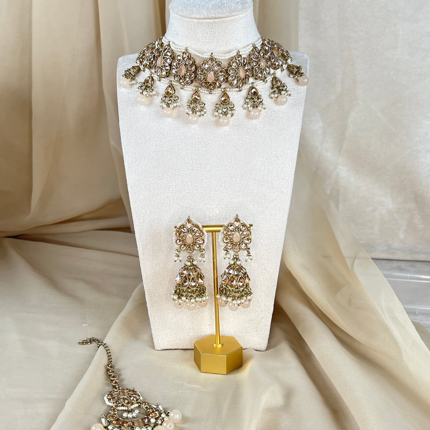Pearl Choker Set with Large Jhumka Earrings