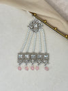 Silver Pink Side Tikka Headpiece | Jhoomar | Japta | Passa