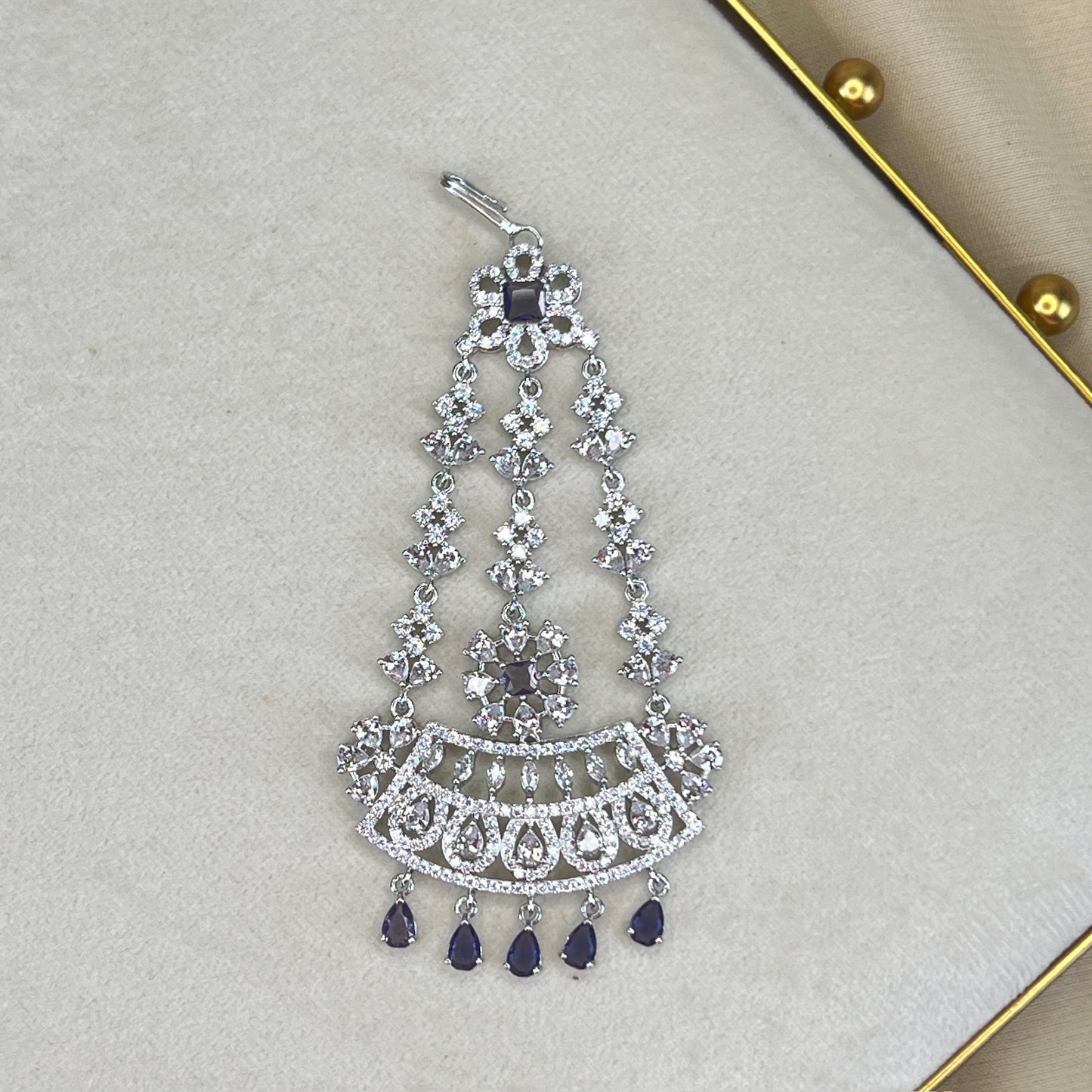 American Diamond | AD | Silver Jhoomar | Jhapta | Side Tikka