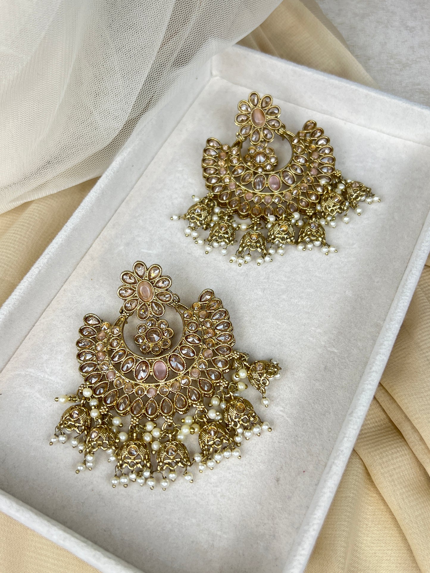 Large Semi Bridal Bib Jhumka Necklace Set
