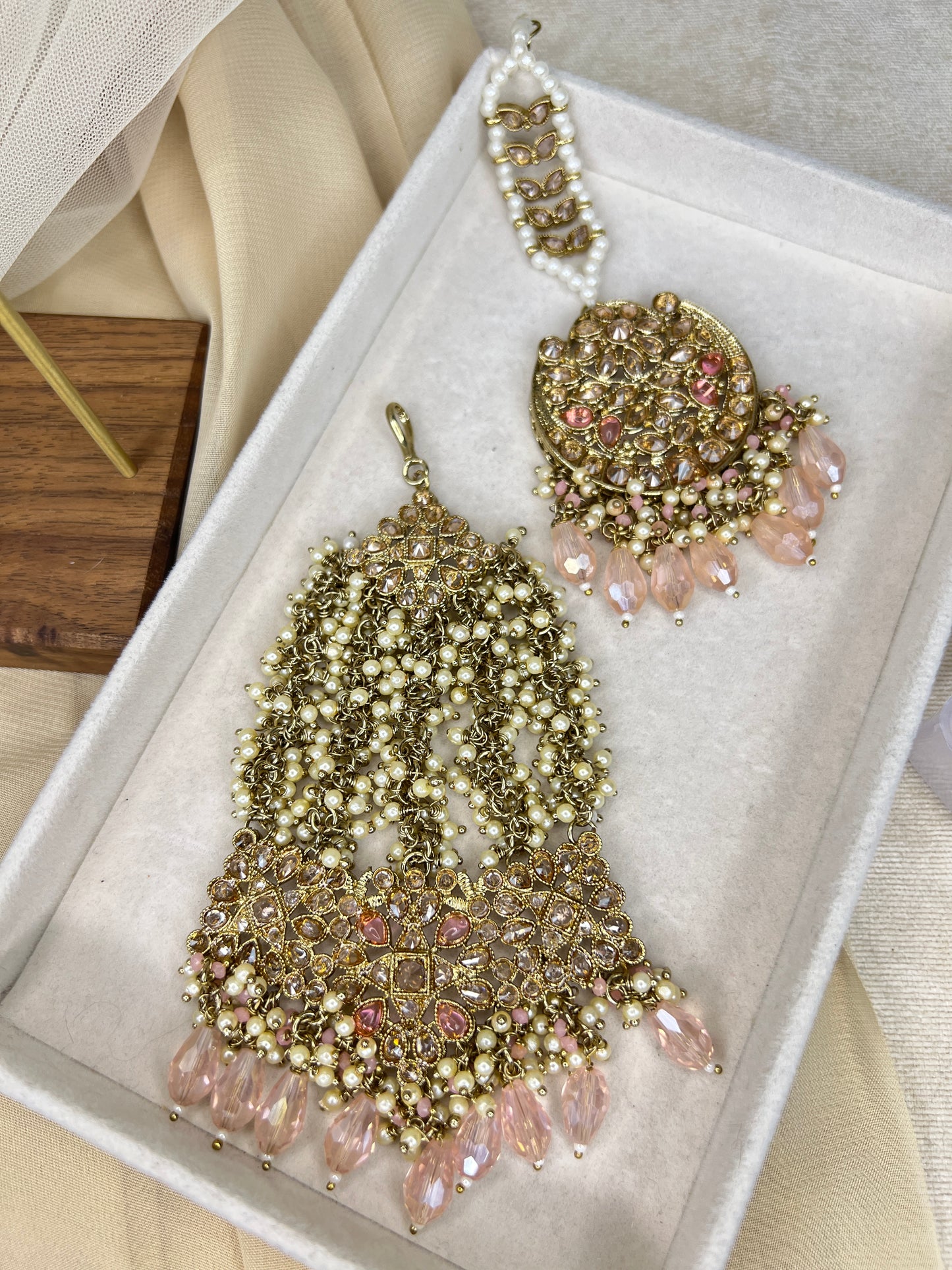 Pakistani Semi Bridal Necklace Set w/Jhommar