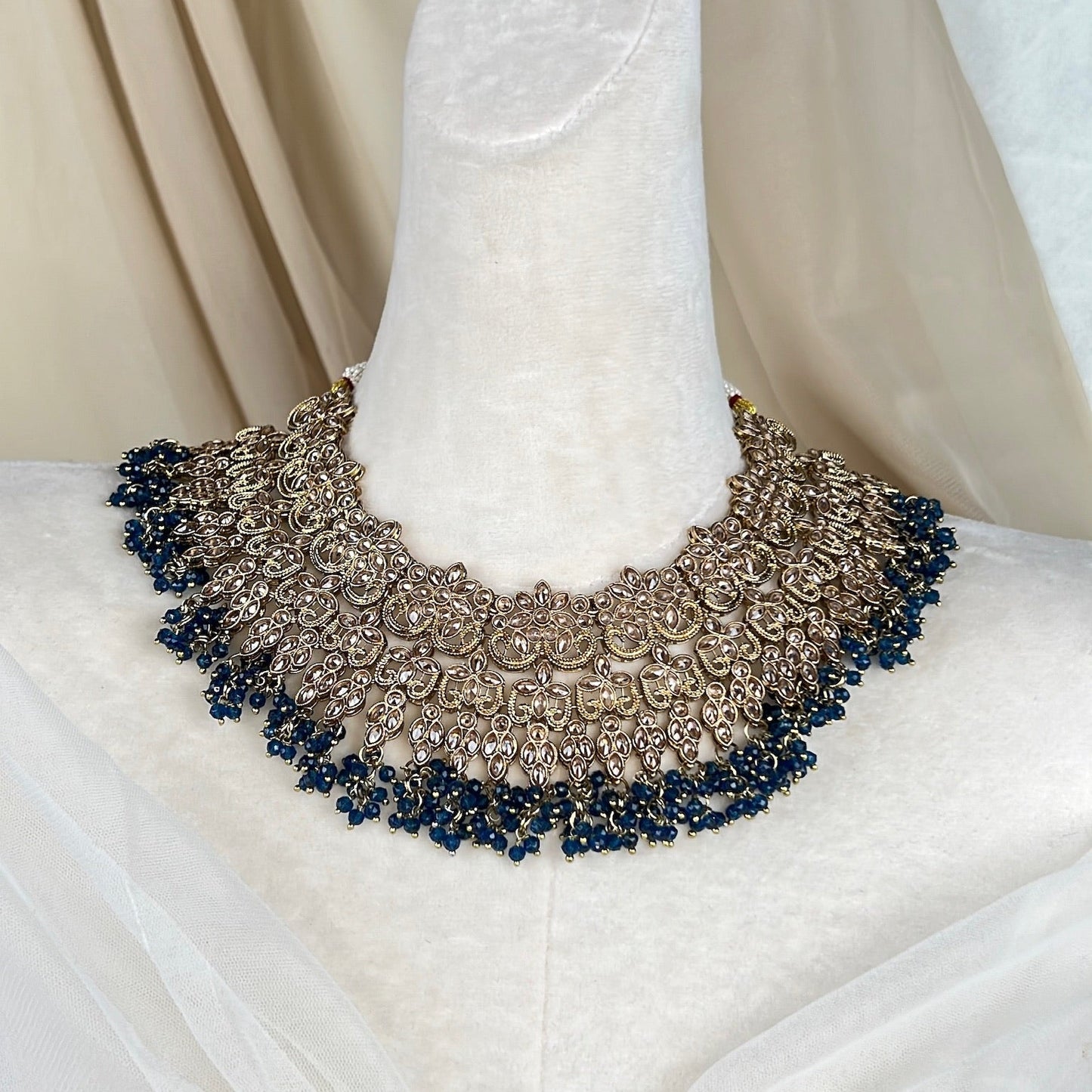 Large Bib Pakistani Style Semi Bridal Set w/Jhoomar
