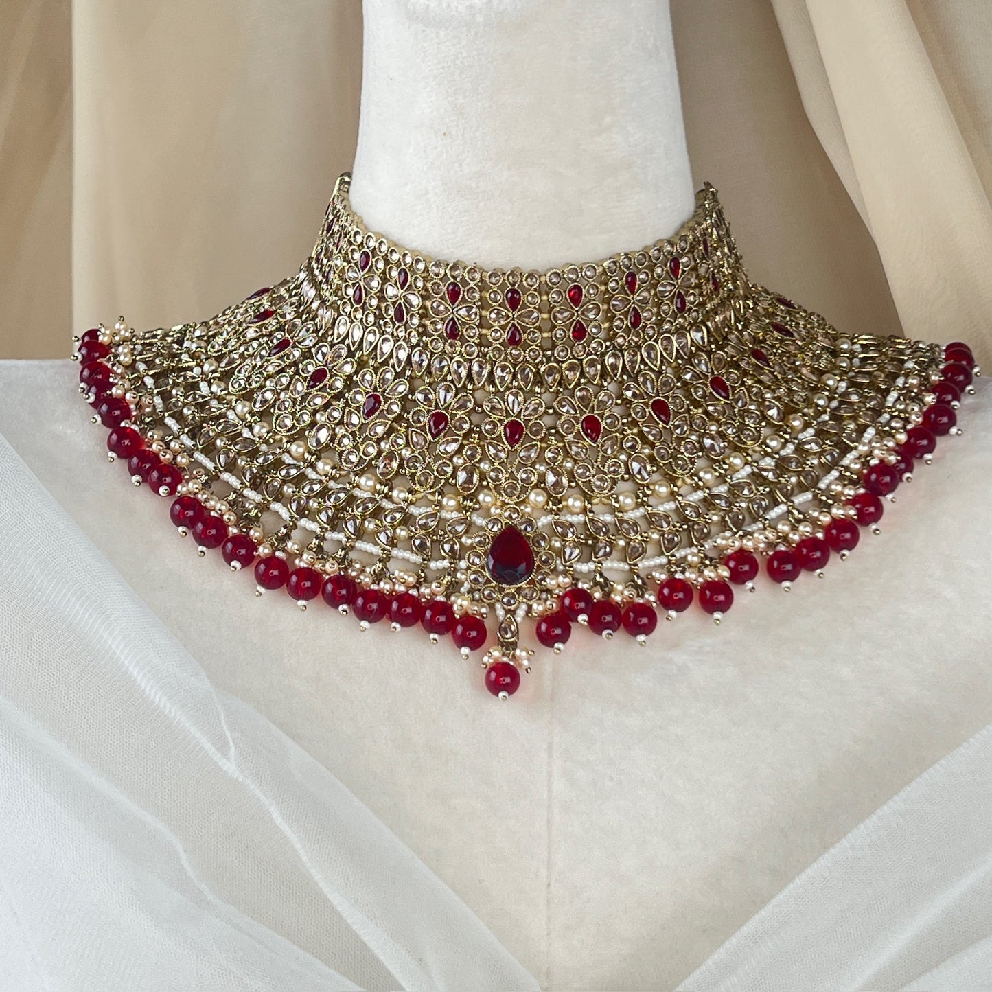 Large Semi Bridal Choker Bib Set