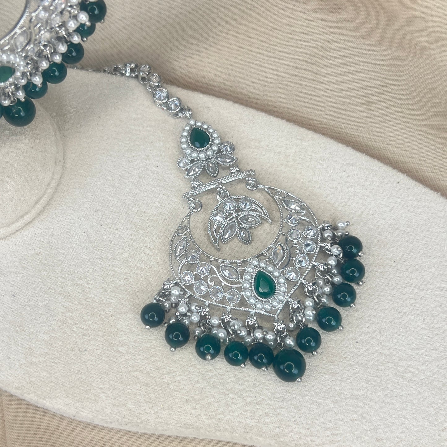 Silver Earring and Tikka Set