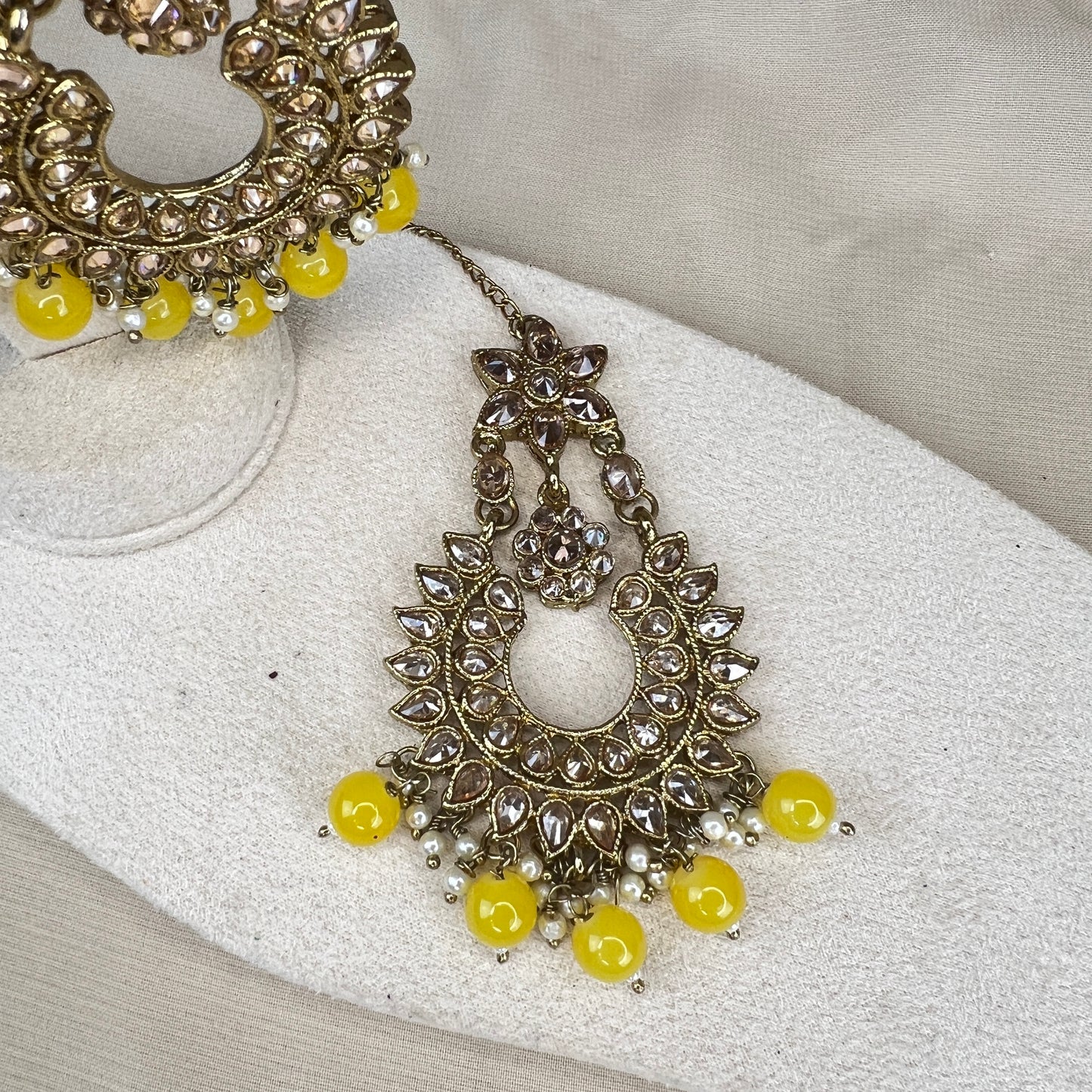 Oversized Polki Earring and Tikka Set