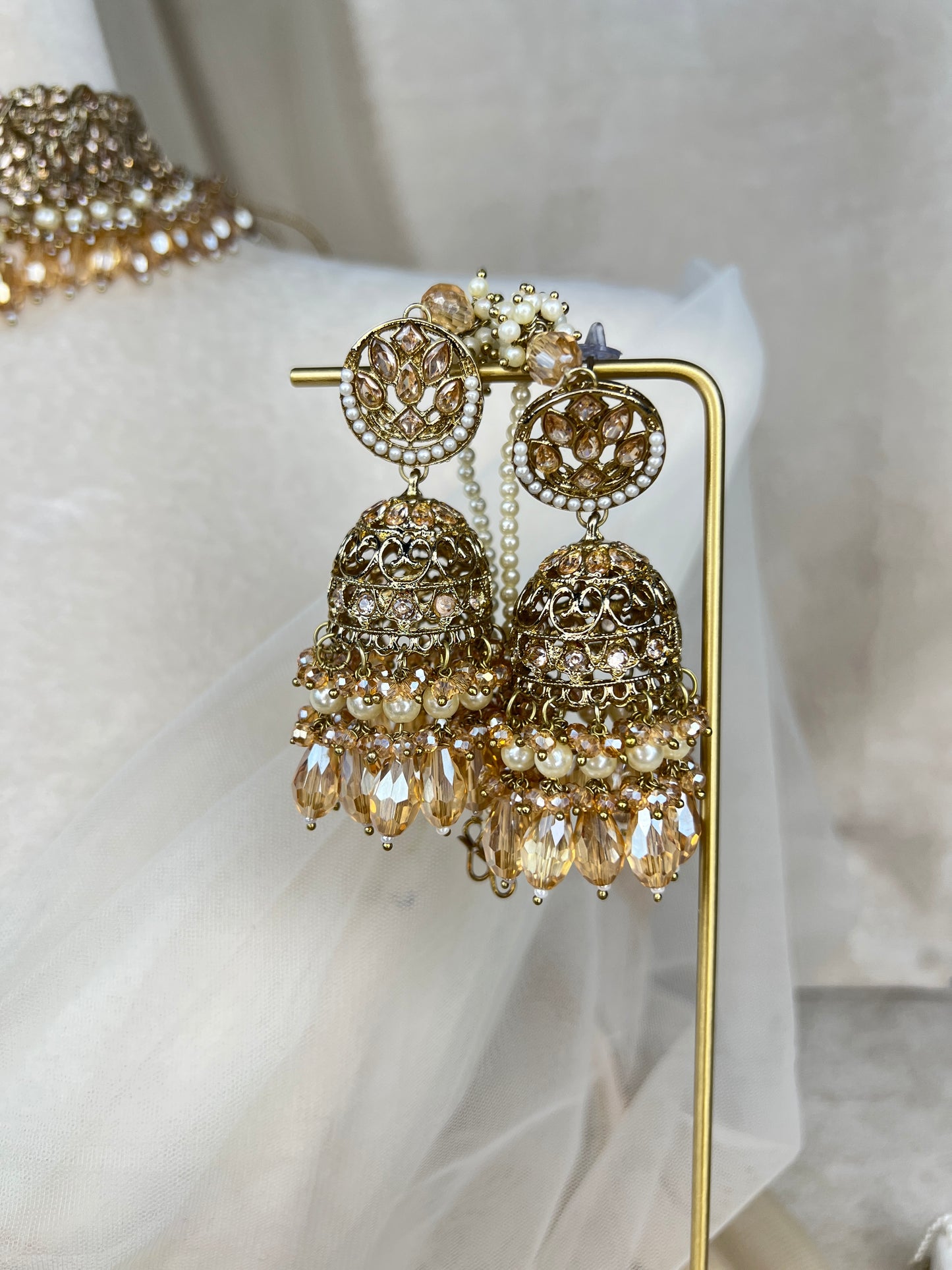 Pakistani Semi Bridal Choker Set w/Jhommar
