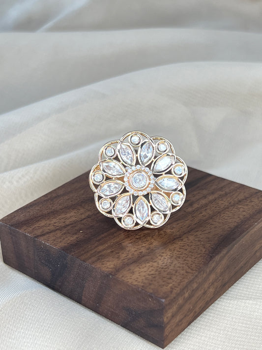 Kundan Adjustable Flower Ring