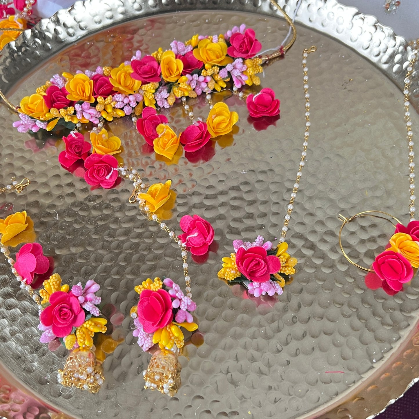 Floral | Faux Flower Choker set w/ and Bangle Kaleera