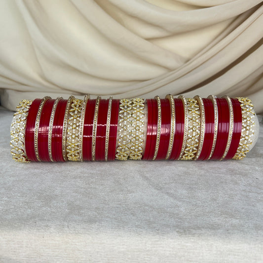 Bridal Churra Set with AD Bangles | Size 2.6