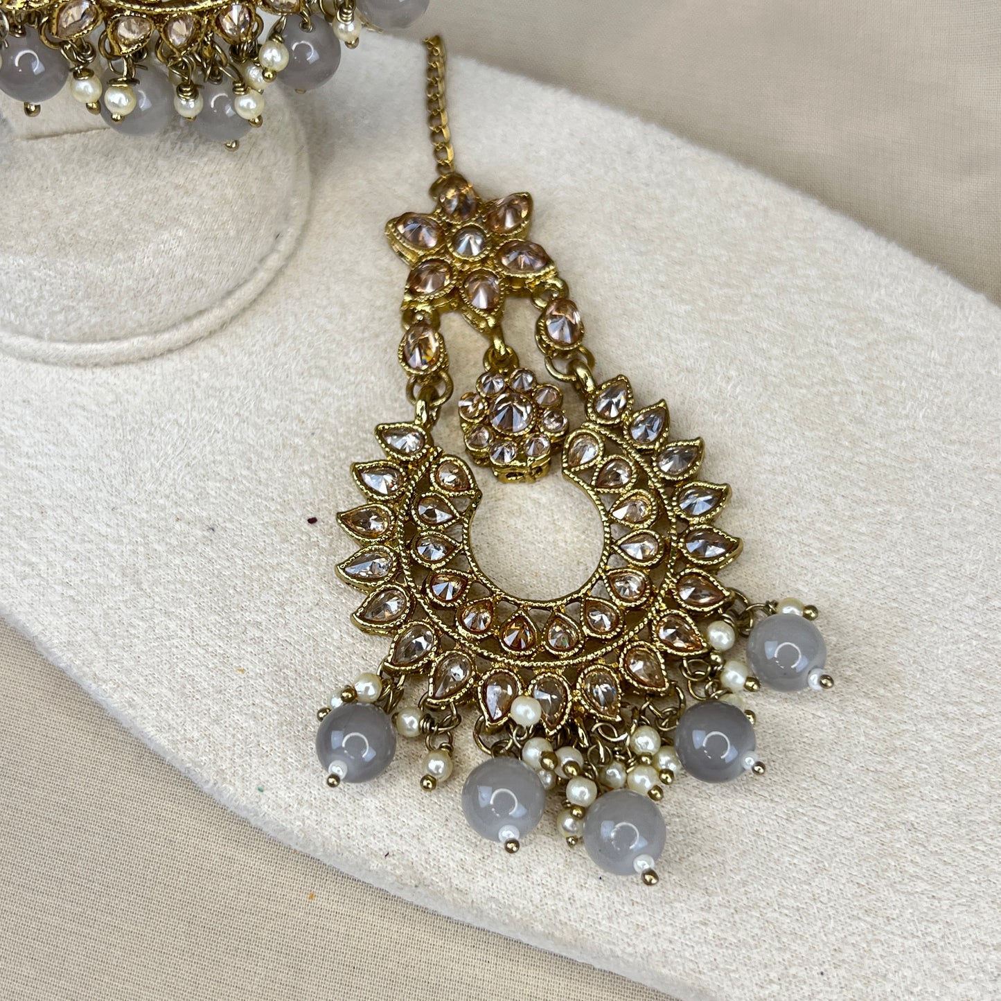 Oversized Polki Earring and Tikka Set