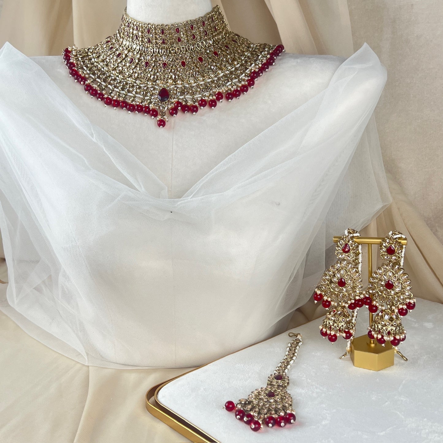 Large Semi Bridal Choker Bib Set
