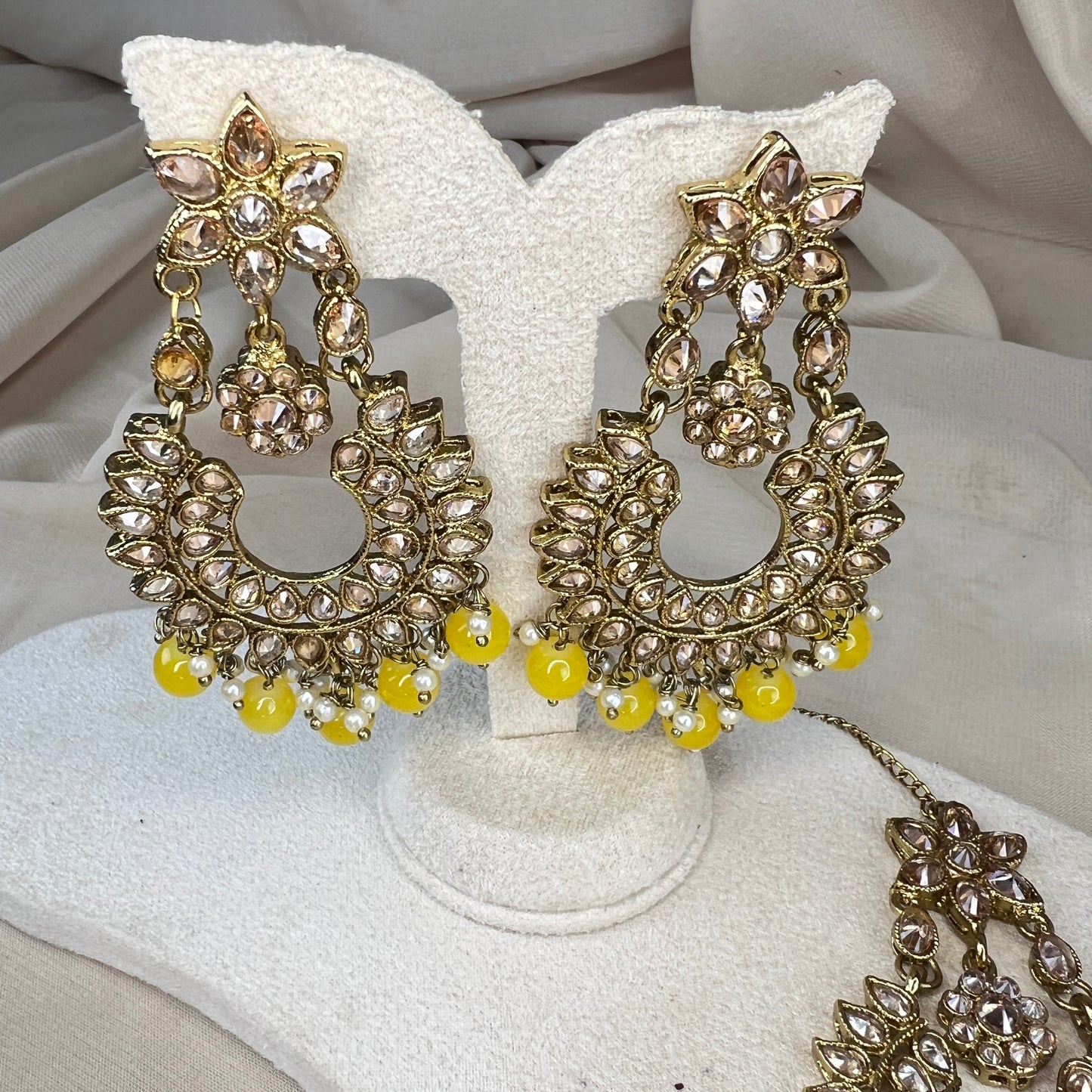 Oversized Polki Earring and Tikka Set