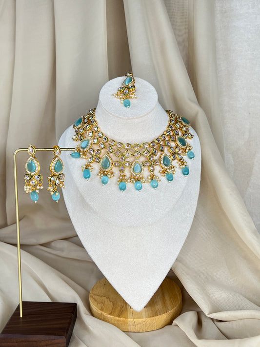 Monalisa Kundan Stone Bib Style Necklace Set