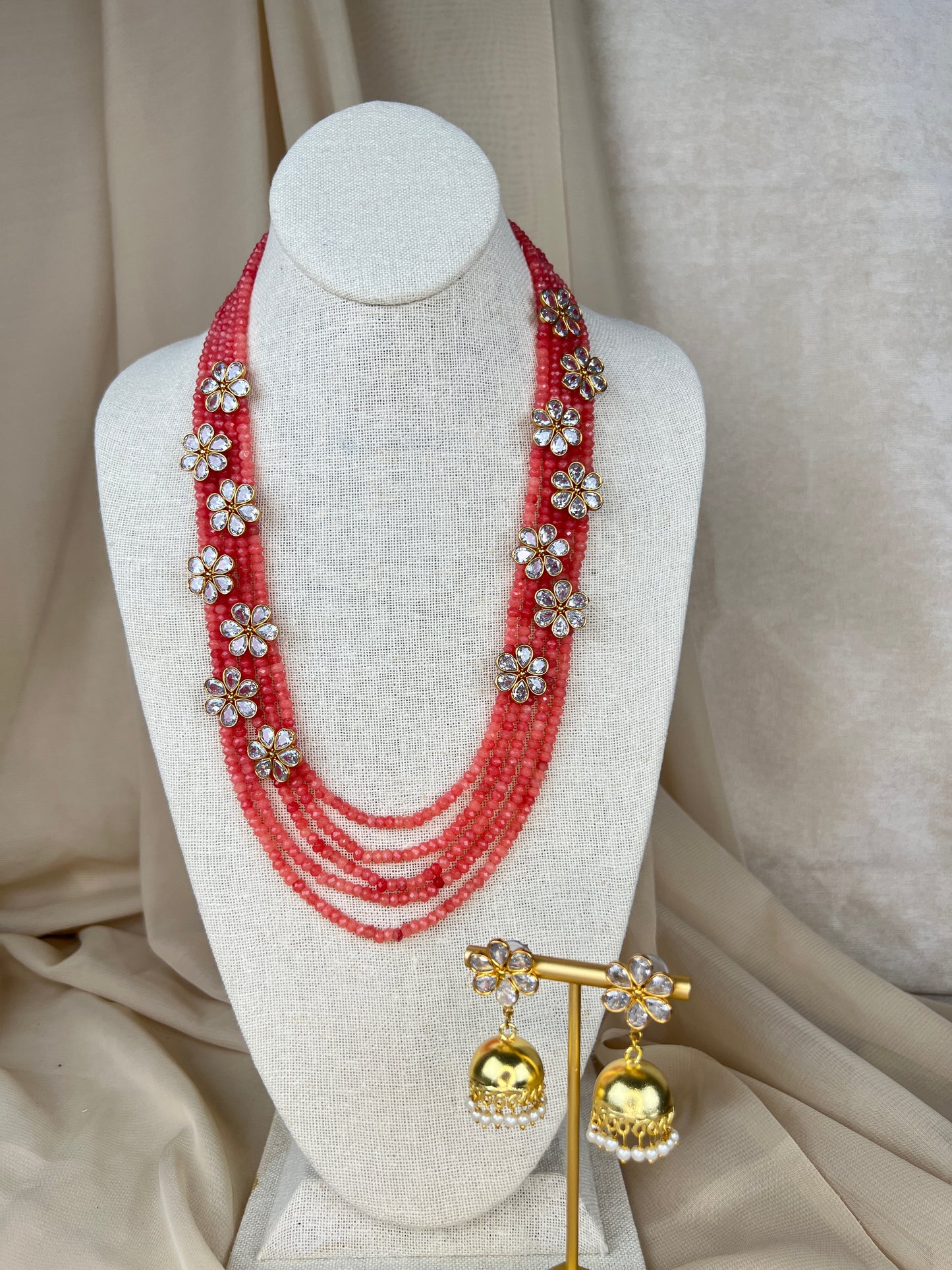 Flower Bead Layered Necklace Mala | Haar