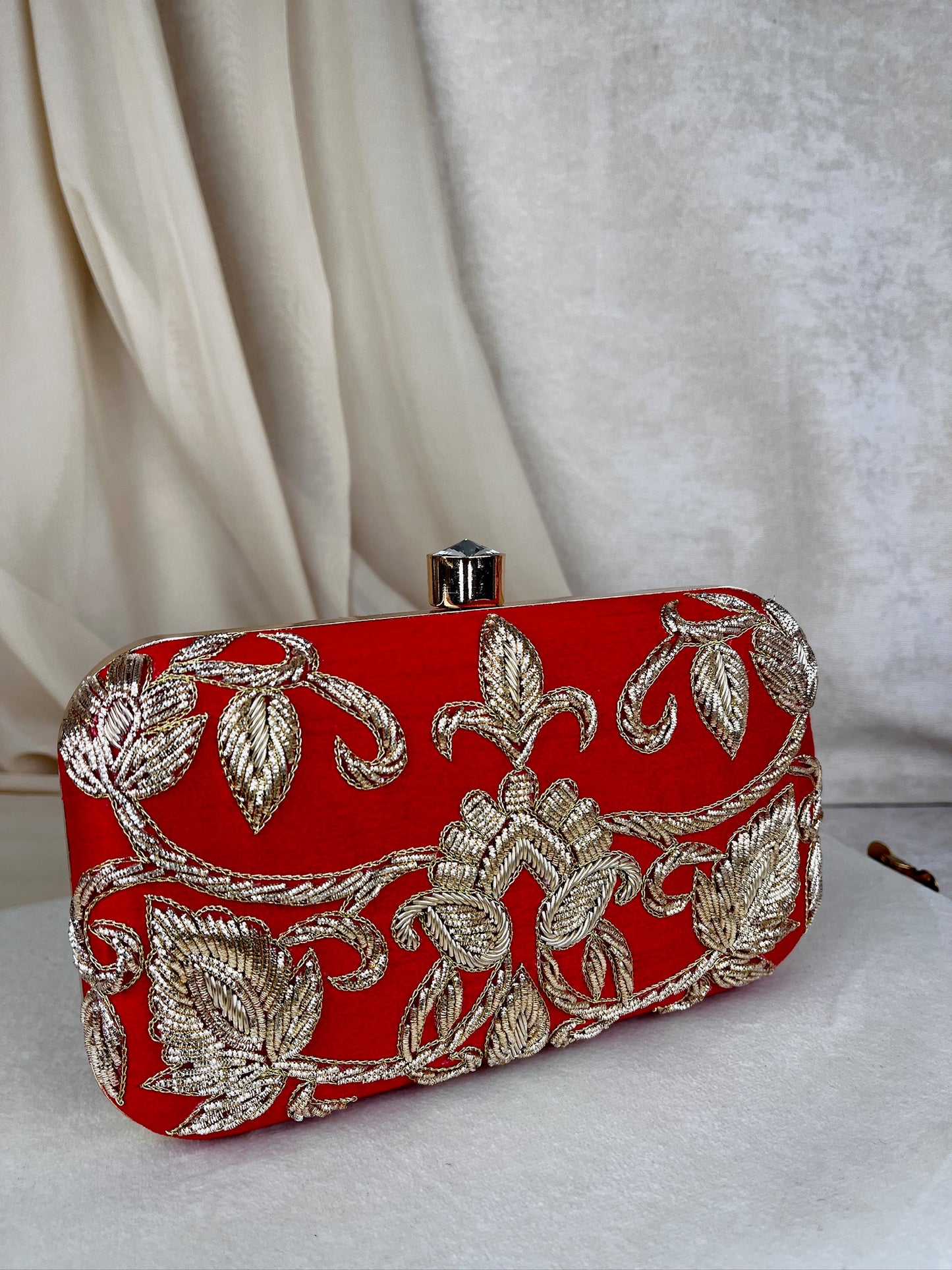 Gold Bead Embroidered Clutch