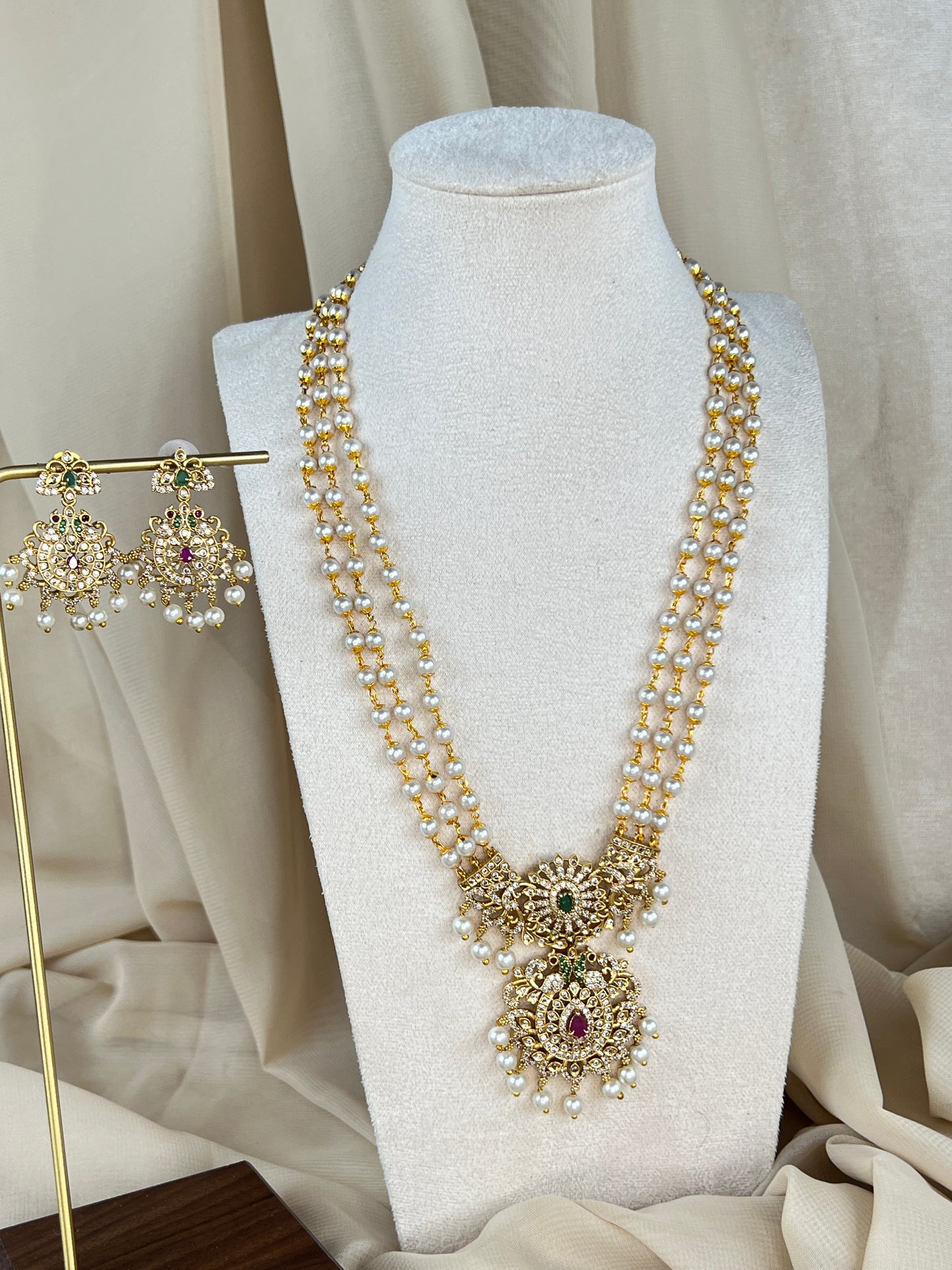 AD | Pearl Gold Rani Haar | Long Necklace w/earrings