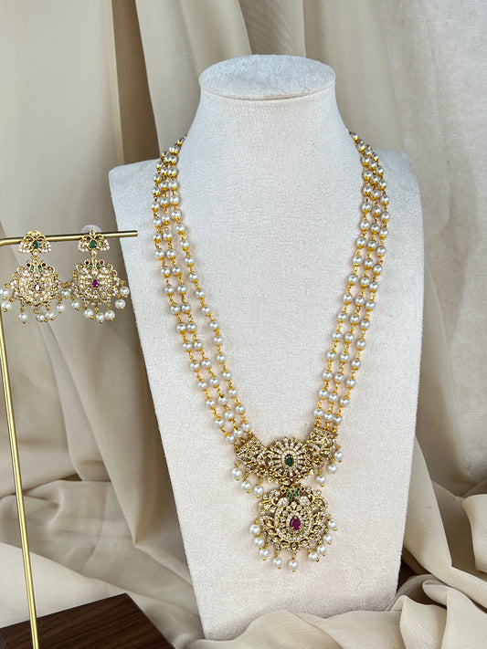 AD | Pearl Gold Rani Haar | Long Necklace w/earrings