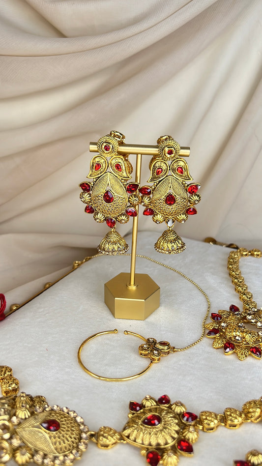 Traditional Gold and Red Bridal Set