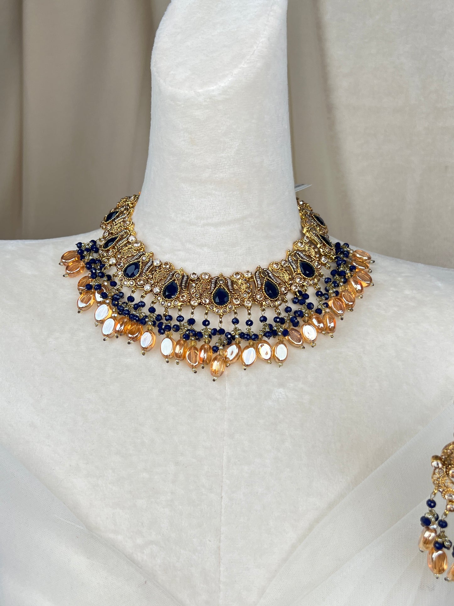 Navy Pakistani Style Necklace Set