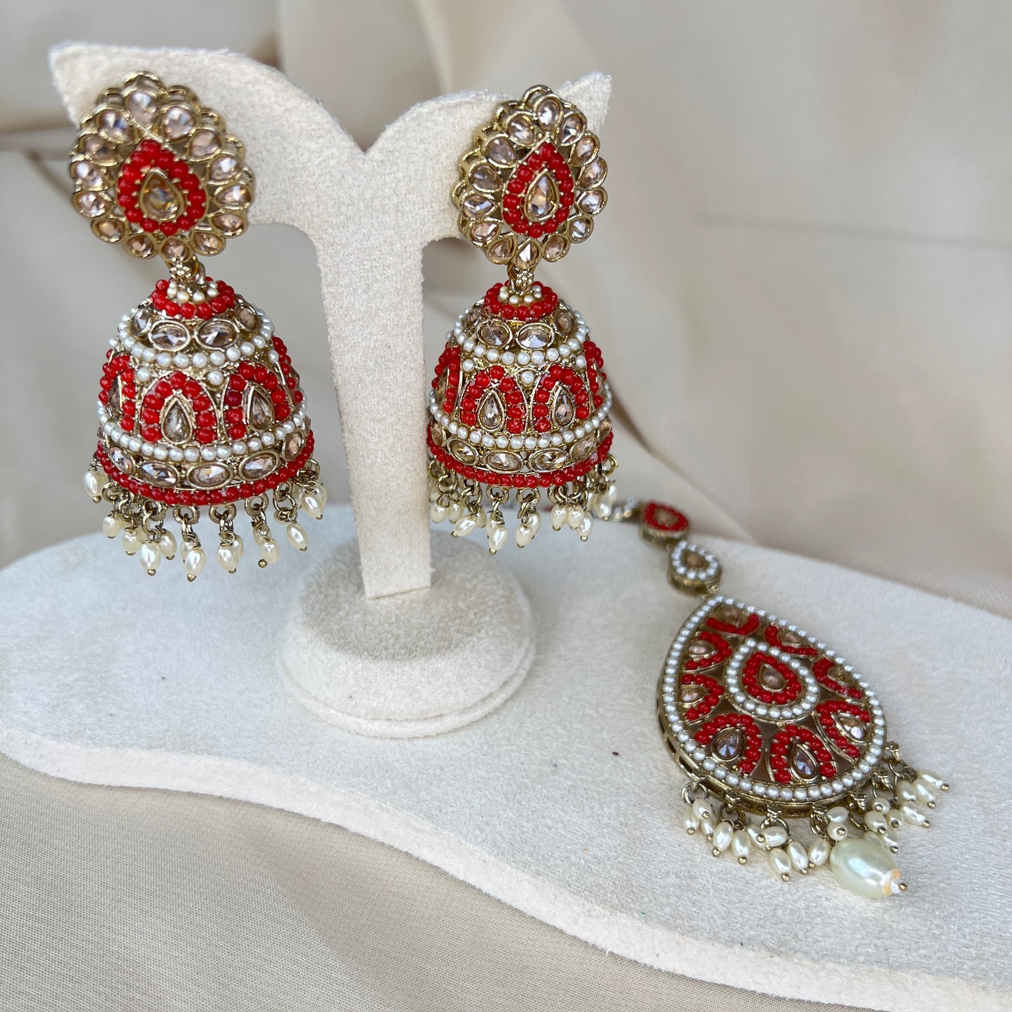 Nauratan Oversized Tikka & Jhumka Earring set