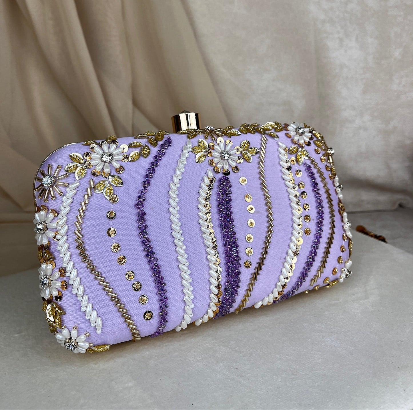Embroidered Pearl Clutch
