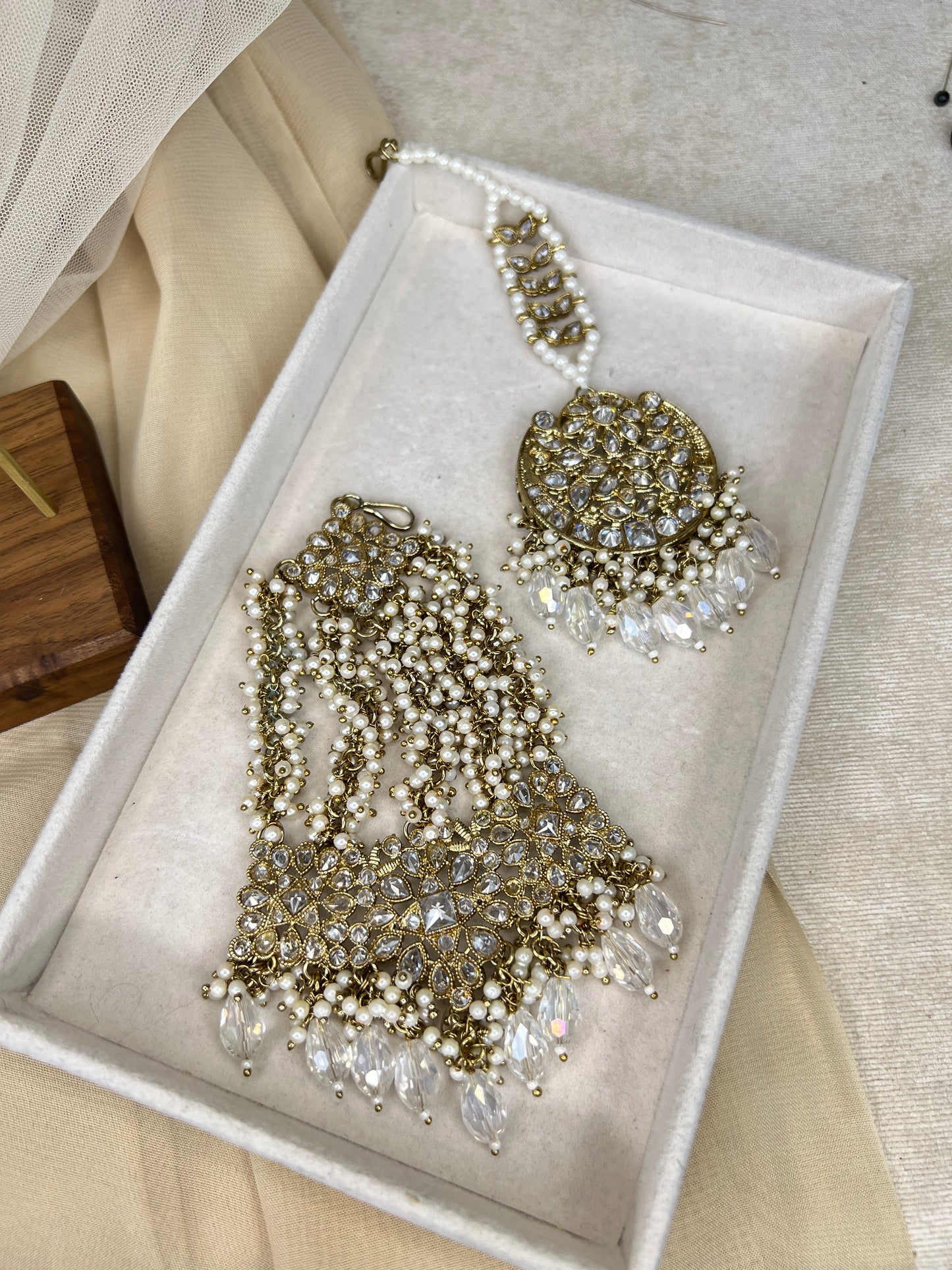 Pakistani Semi Bridal Necklace Set w/Jhommar