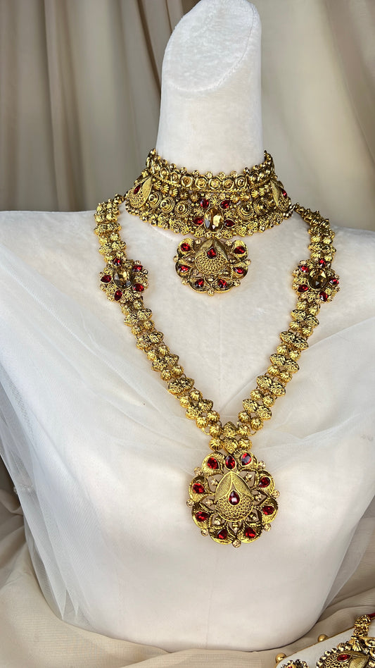 Traditional Gold and Red Bridal Set