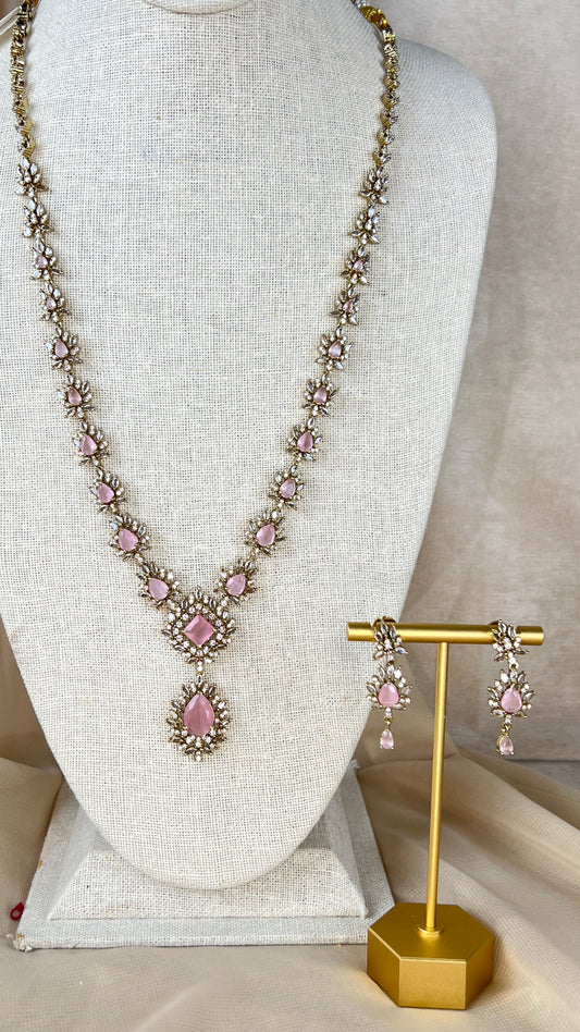 American Diamond | AD Victorian Long Necklace Set