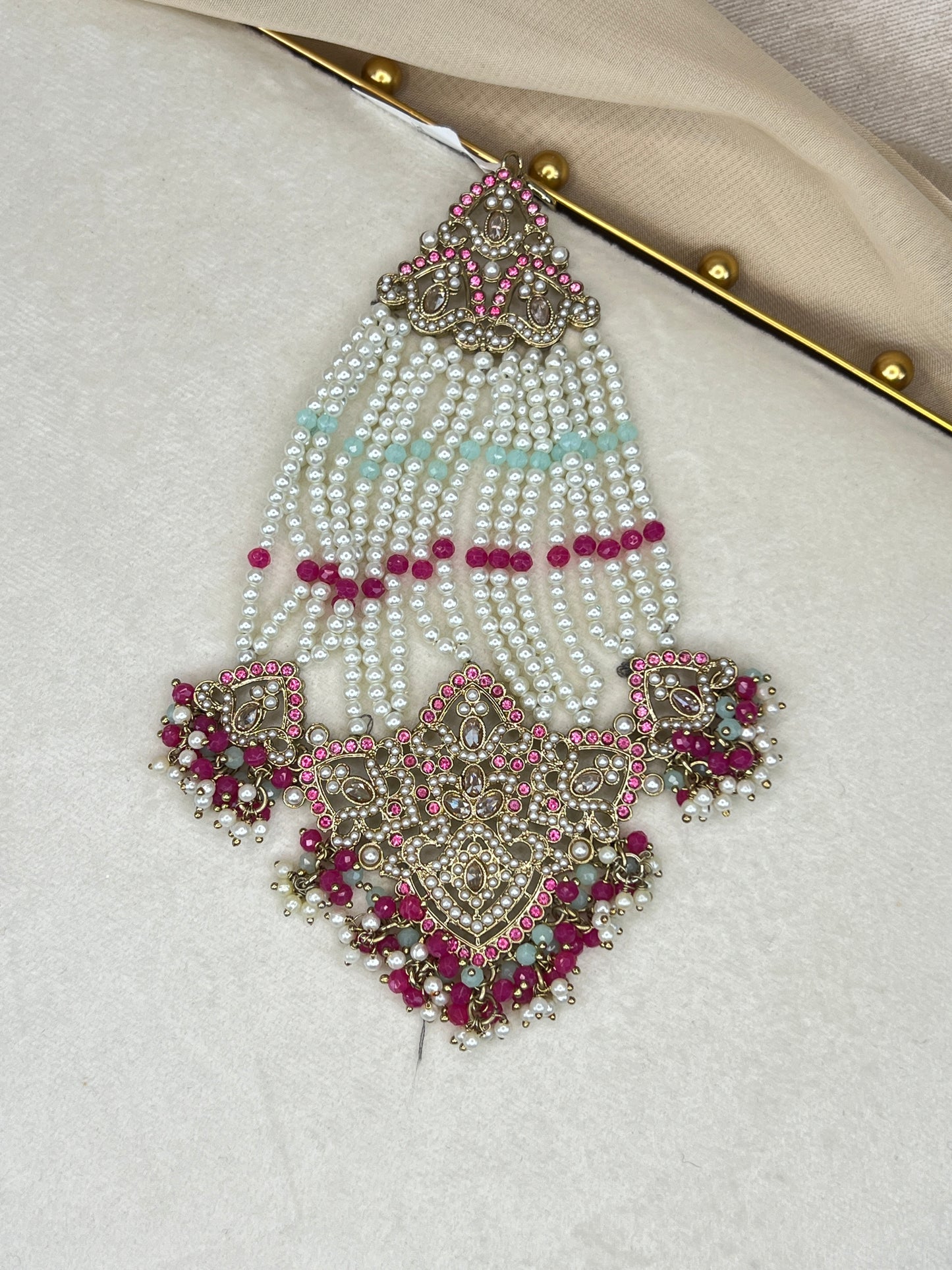 Pink and Mint Pearl Large Jhoomar