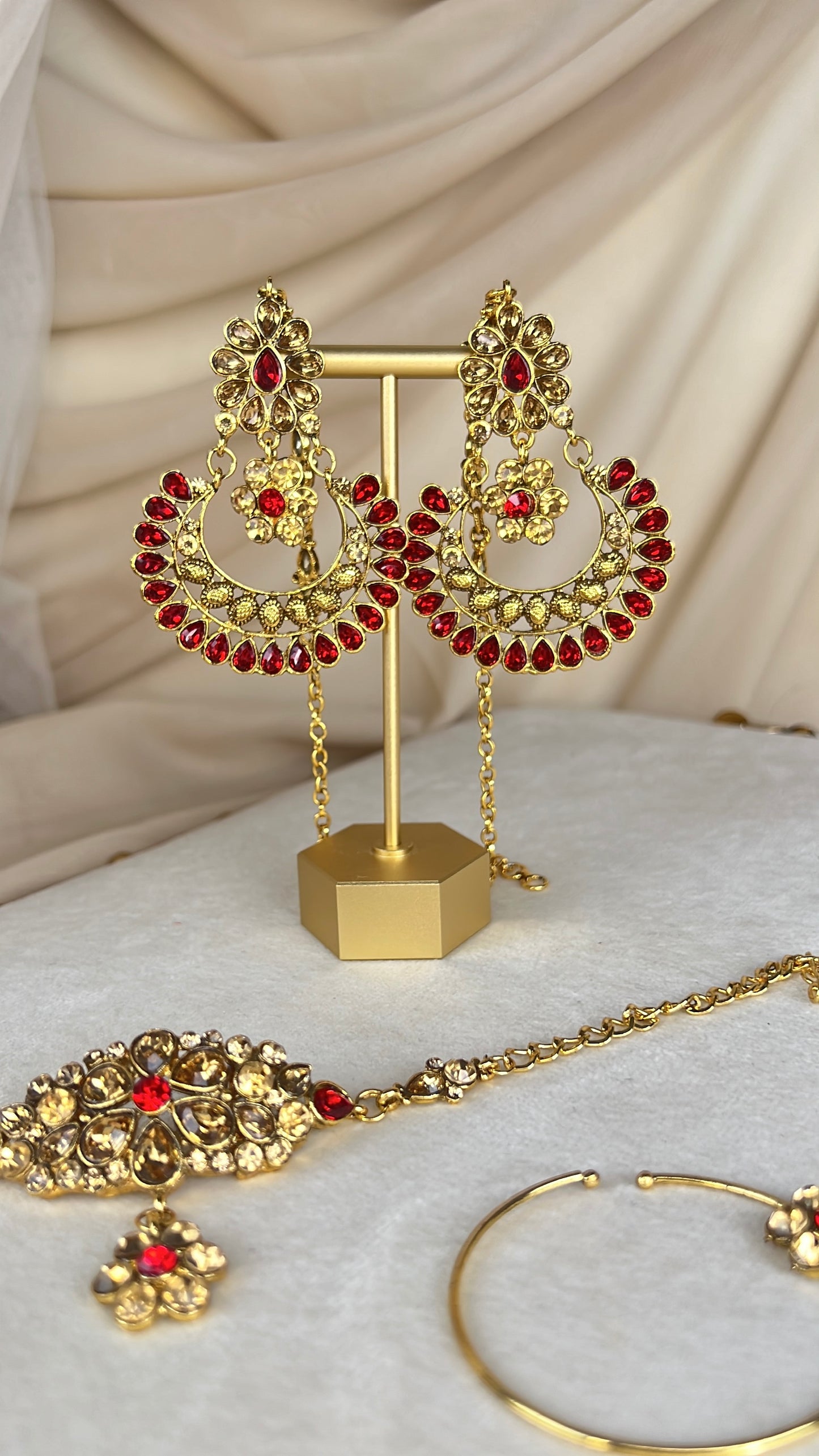 Traditional Gold and Red Bridal Set